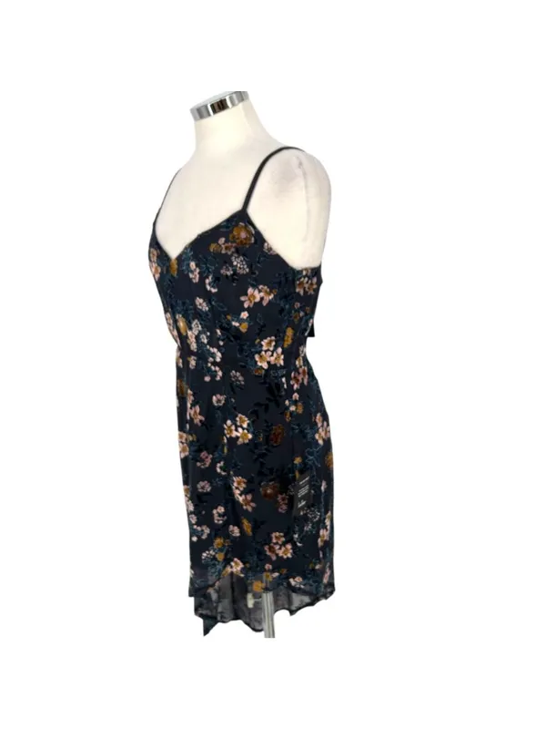 Lulus Evenings with You Floral Velvet Asymmetrical Dress Blue Floral Medium NWT - Image 6