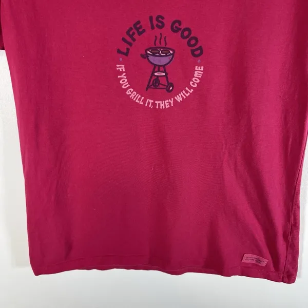 LIFE IS GOOD “If you Grill it,They´ll Come" Pink‎ T-Shirt Womens Medium Outdoor - Image 3