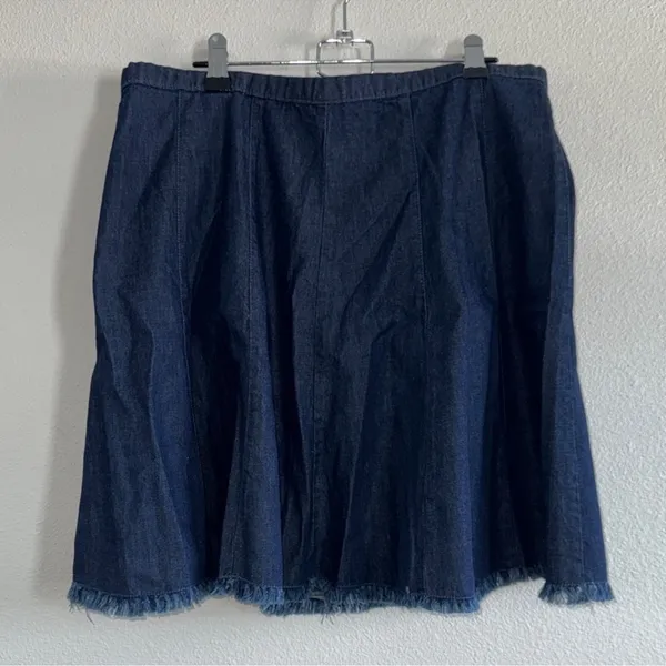 Alter’d State Denim Mini Skirt A-Line Frayed Hem Blue L NWOT - Image 2