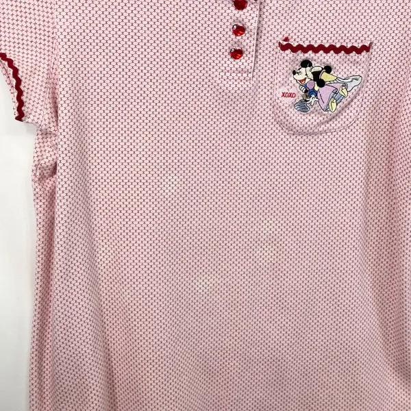 Disney Medium Nightgown Sleep Mickey Minnie Mouse Pink Heart Embroidered 761 - Image 4