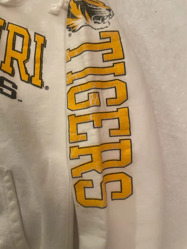 Univ of Missouri Mizzou White Hoodie Sweatshirt Sz Sm - Image 3