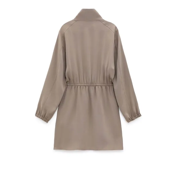 Zara Utility Mini Dress‎ Womens XS Taupe Minimalist Workwear Earthly Modern Chic - Image 2