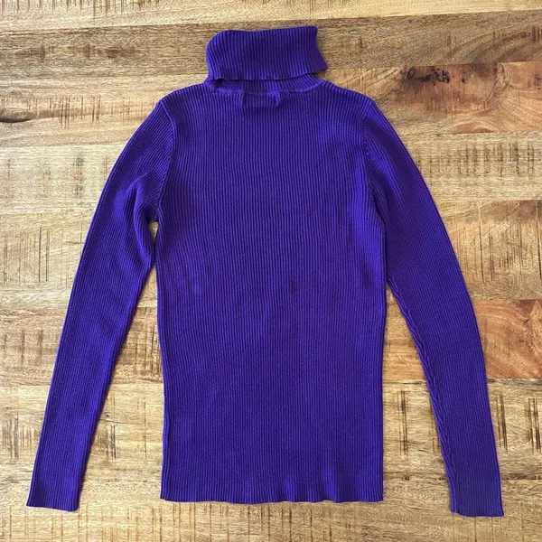 Lauren Ralph Lauren Turtleneck Sweater Women‎ XS Ribbed Purple - Image 6