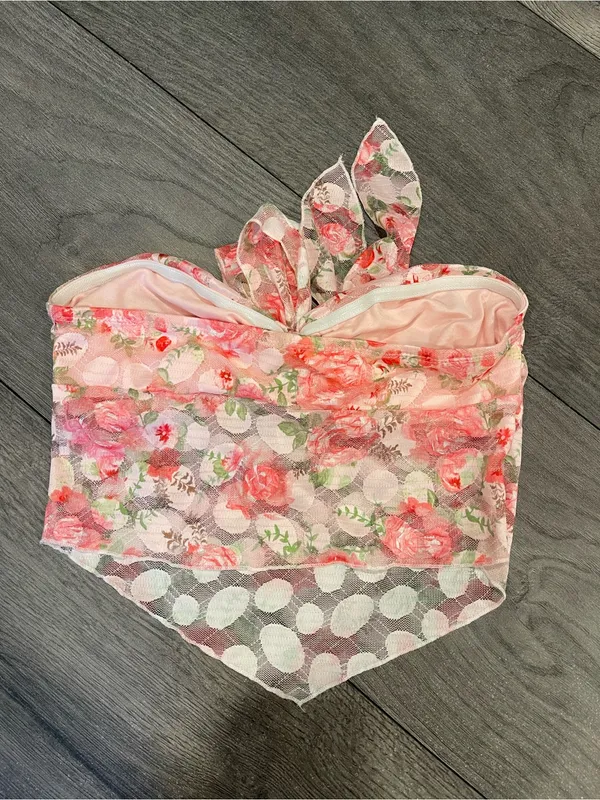 strapless floral top Pink - Image 2