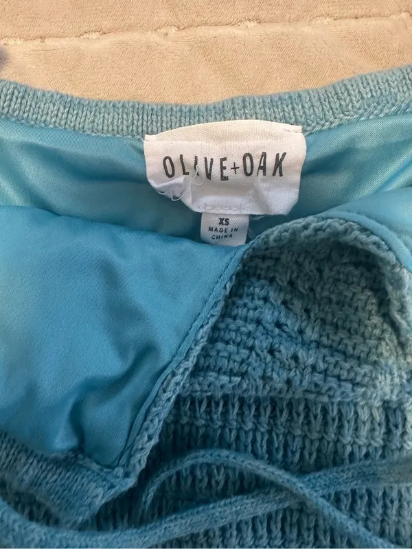 Olive & Oak Teal Crochet Halter dress - Image 3