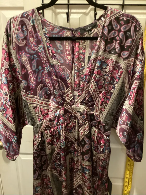 Lulu's Purple Paisley Maxi Dress with Pink & Blue Accents - Image 2
