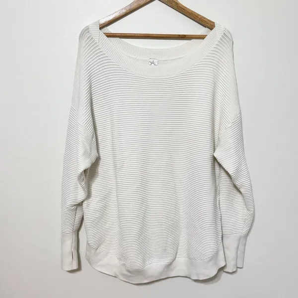 OFFLINE by Aerie Home Stretch Sweater Size Large White Boatneck Off The Shoulder - Image 2