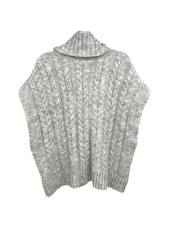 Joie Gray Cable Knit Cowl Neck Oversized Sweater Poncho Sleeveless Size Small - Image 6