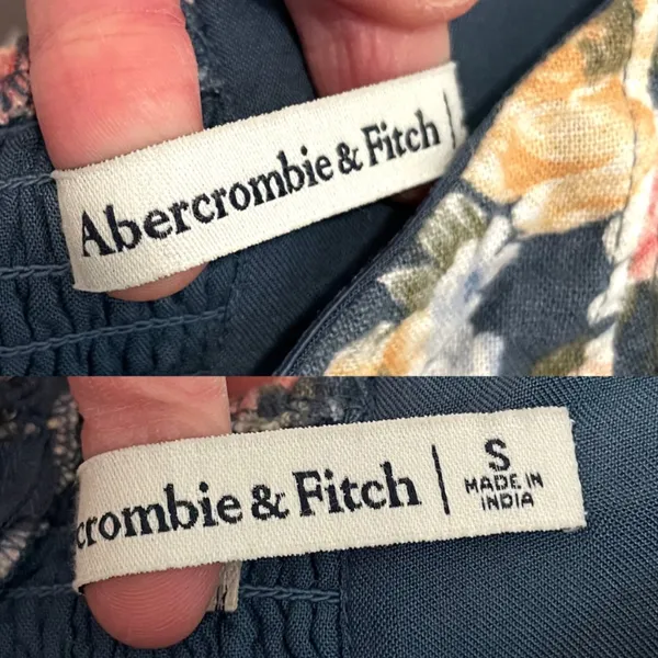 ABERCROMBIE & FITCH A&F Off the Shoulder Corset Mini Dress Blue Pink Etc Floral - Image 7