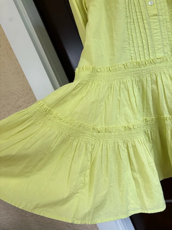 EUC Free People Billie Tiered Mini Shirt Dress Citrus Generous XS - Image 10
