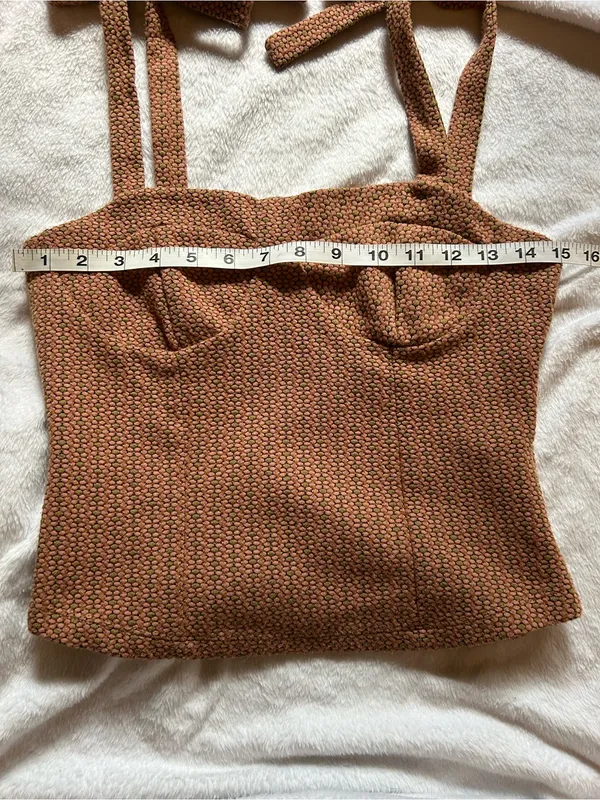 Free People Rust Brown Textured Tie-Shoulder Bustier Tank XS - Image 2