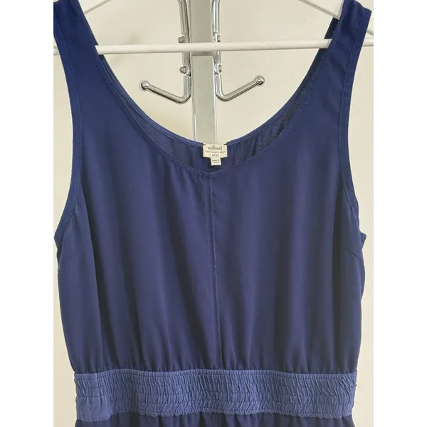 Wilfred Aritzia Women’s Navy Blue Mini Dress Smocked Waist Scoop Neck Size S - Image 5