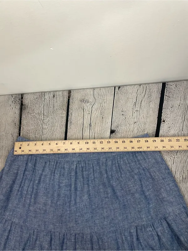 Matty M Blue Chambray Tiered A-Line Midi Skirt size XXL - Image 12