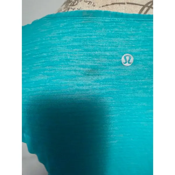 Lululemon Teal‎ Heathered V Neck Short Sleeve Athletic Top Women Size 6 - Image 4
