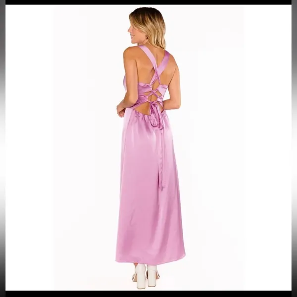 🌸 Show‎ Me Your Mumu Satin Maxi Dress Pink 💕 NWT Size Small 🌸 - Image 2