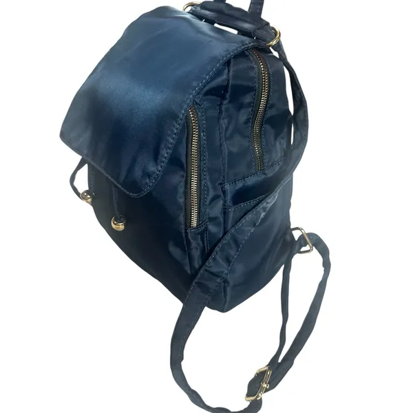 Navy Blue Nylon Gold Tone Hardware Mini Everyday Travel Bag Backpack - Image 3