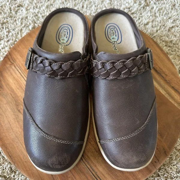 Orthofeet‎ Irma Shoes Womens Size 8.5B Slip-On Mule Clogs Brown Leather Comfort - Image 4
