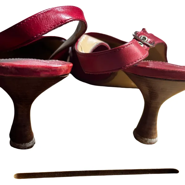 Nine West Red Leather Square Toe Mary Jane Slingback Heels 8.5M Y2K - Image 9