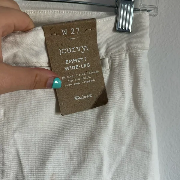 Madewell The Curvy Emmett Wide-Leg Jean in Tile White Welt Pocket Edition SZ 27 - Image 7