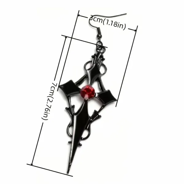 Retro Style Gothic Black Cross Earrings Funky Vintage Style Faux Fashion Jewelr - Image 6