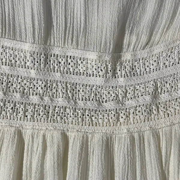 True Destiny Mini Dress Womens Medium Ivory Boho Lace Bell Sleeve Crochet‎ Gauze - Image 4