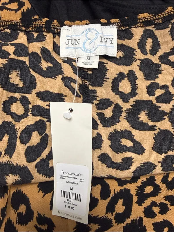 Leopard Print Cowl Neck Bodysuit in Tan and Black - Image 8