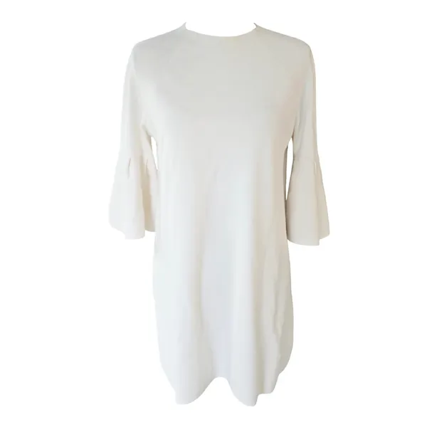 Anthropologie Moth Cream Ivory‎ Bell Sleeve Knit Sweater Shift Dress Medium - Image 2