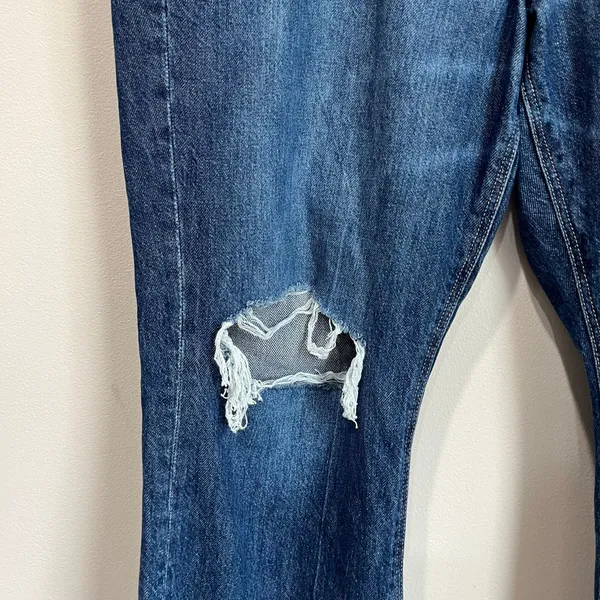 American Eagle 90s Flare Jeans 16 Short Comfort Stretch Waist Distressed‎ Hem - Image 3