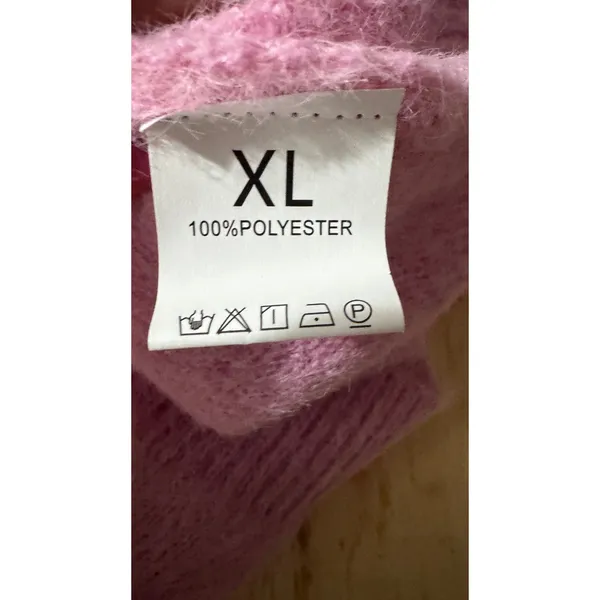 Pink Fuzzy Eyelash Knit Crew Neck Pullover Sweater Womens XL Solid Soft Coquette - Image 5