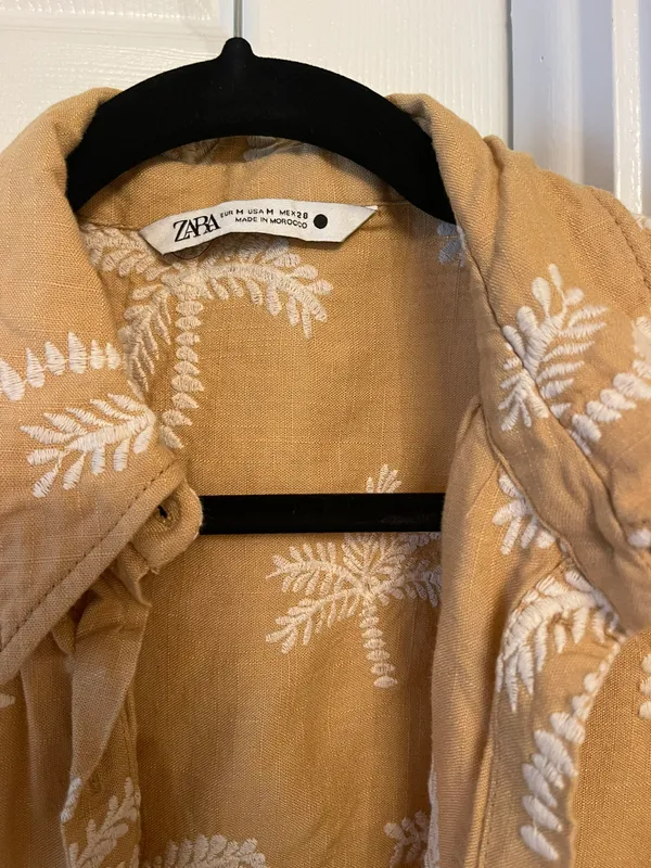 ZARA Linen Blend Set Crop Shirt And Skirt Size M - Image 3