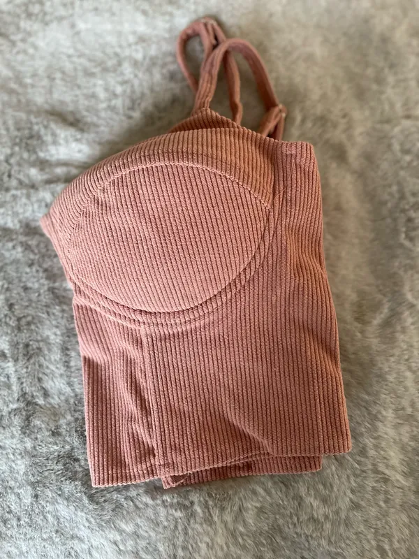 Pink corset top with zipper detail Size M #corsetry #lingerie - Image 4