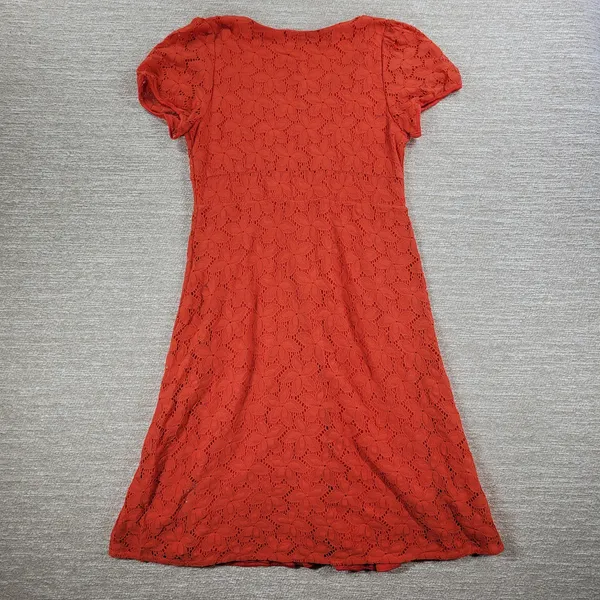 Anthropologie Leifnotes Dogflora Dress Womens L Orange Floral Lace Lined - Image 3