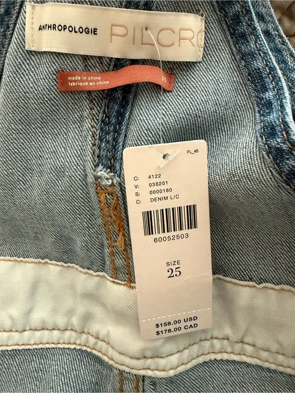 Anthropologie Pilcro Relaxed Denim Overalls 25 Distressed Raw Hem Light Wash - Image 5