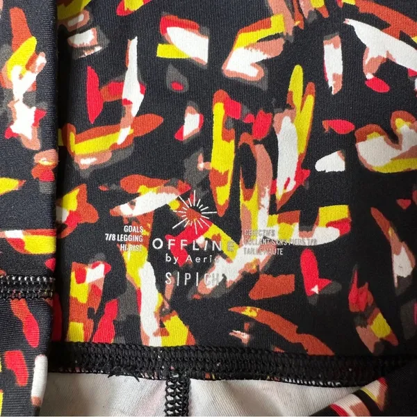 Aerie Offline Goals High‎ Waisted Black Multicolor Abstract Leggings Size S - Image 9