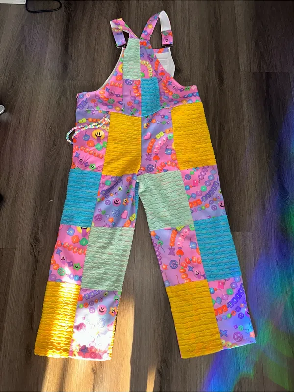Iheartraves pastel color KANDI Trip overalls with chain - Image 4