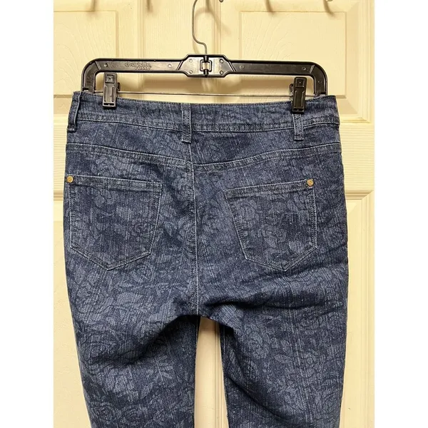 KY Creations Floral Size 30w Blue Jeans Women T2 30" Skinny Stretch‎ - Image 4