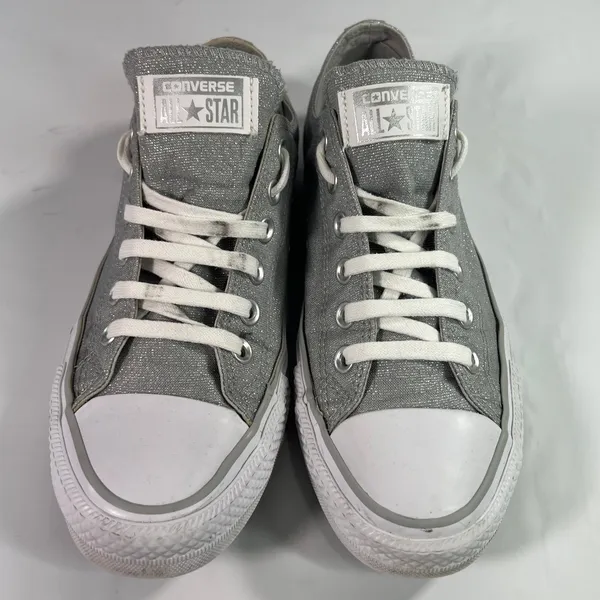 Converse Chuck Taylor Madison Ox Sneaker Silver Sparkle‎ / Mercury Grey Womens 8 - Image 2