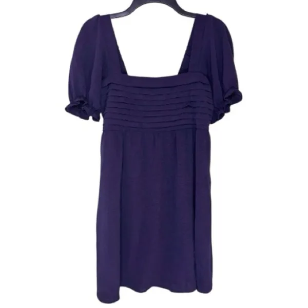 Crystal Doll Juniors' Square-Neck Puff-Sleeve Mini Dress Size Small - Image 2
