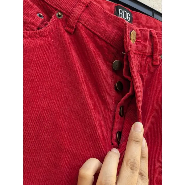 BDG Urban Outfitters Women's Corduroy Jeans Slim Straight Leg High Rise Red 29 - Image 3