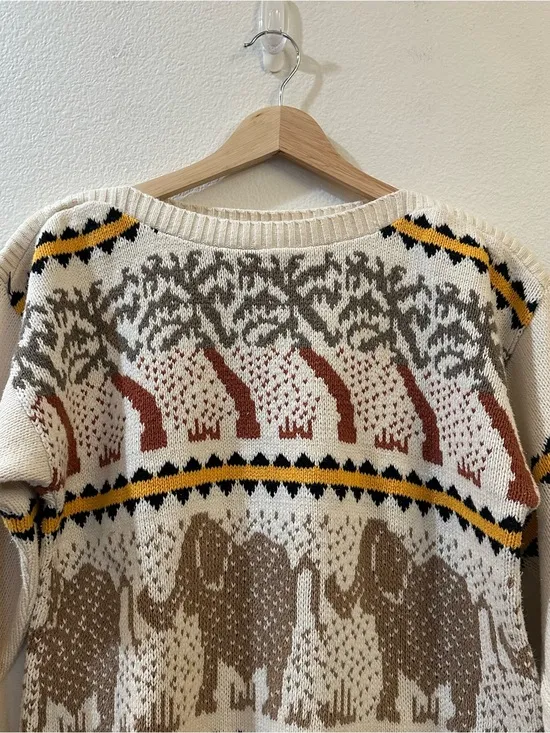 The Villager Women's Fair Isle Vintage Elephant Knit Long Sleeve Cozy Sweater‎ M - Image 3