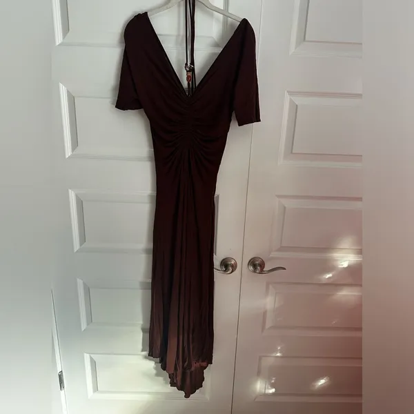 A.L.C. Nina‎ Beaded Tie Neck Maxi Dress- NWT S Bitter Chocolate - Image 4