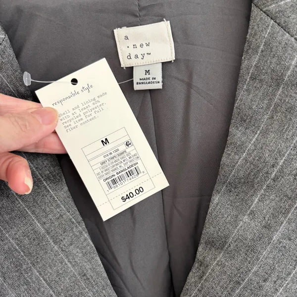 A New Day Women's Button Up Blazer Jacket, Gray Pinstripe, Medium NEW - Image 4