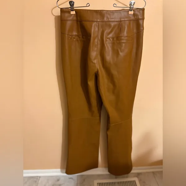 Free People Uptown High Rise Faux Leather Flare Brown Pants - Image 4