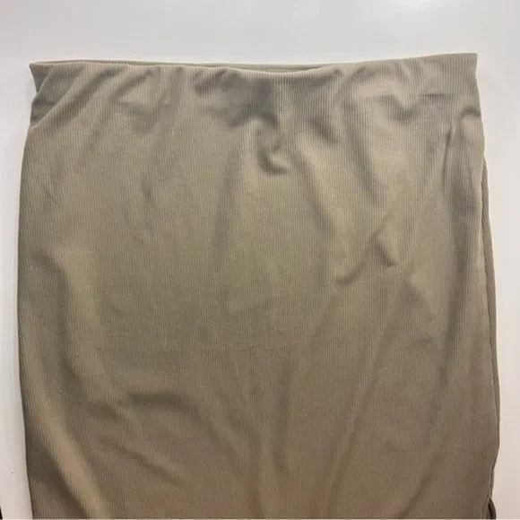 AFRM Asymmetrical Midi‎ Tan Side Slit Skirt - Image 2