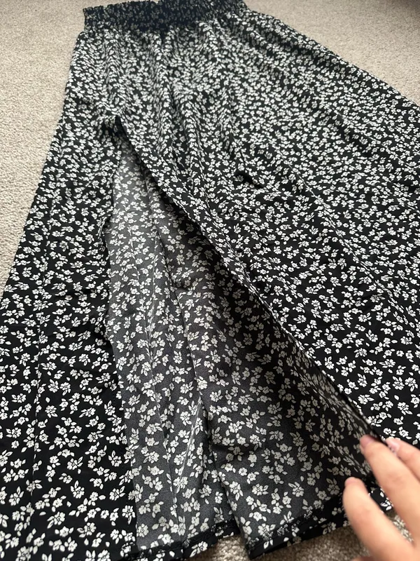 black and white floral slit skirt - Image 4