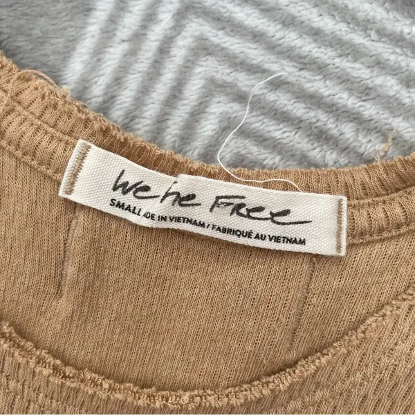 Free People We the Free Relaxed Fit Oversized Waffle Knit Razorback Tank Top S - Image 2