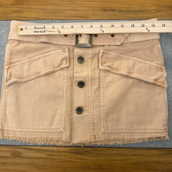 Free People Hang On Tight Belted Utility Mini Skirt in Sand Size 6 NWOT - Image 13