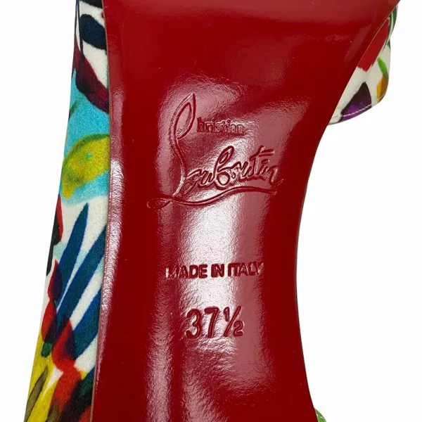 Christian Louboutin Iriza 100 Crepe Satin Floral d'Orsay Pump Size 37.5 - Image 12