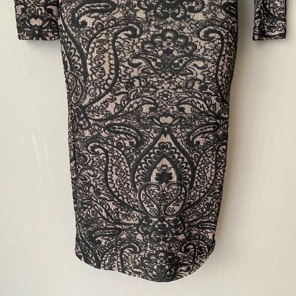 Topshop sz XS black‎ cream lace bodycon dress - Image 3