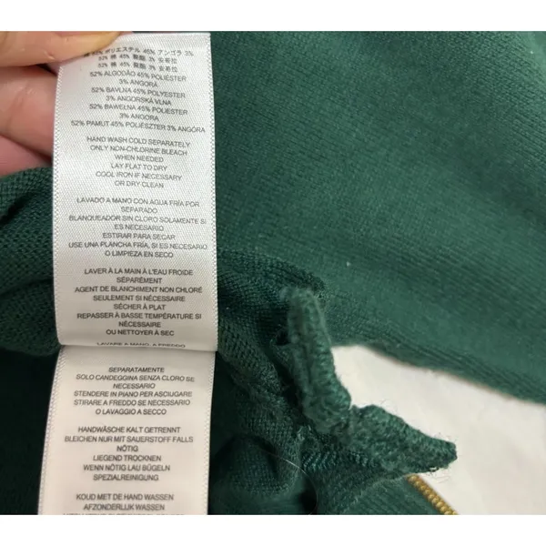 Michael Kors Sweater Green V-Neck Gold Side Zippers Angora‎ Blend Work Casual S - Image 8